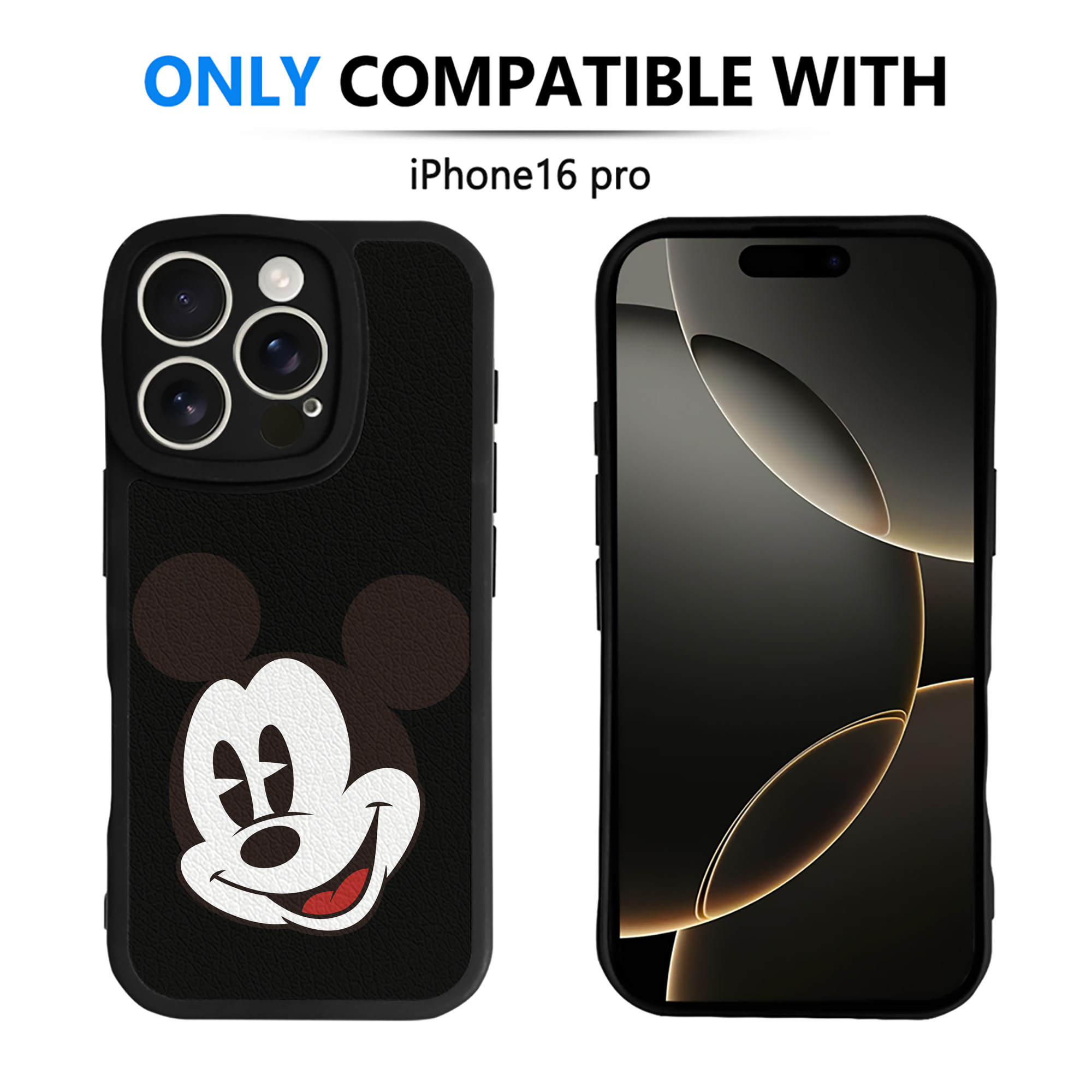 （画像用） ミッキーマウス Mickey Mouse 【iPhone 16シリーズ対応】シリコンスマホケース（レザー調） 材質：シリコン